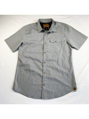 Flylow Habitat Line Men's Short Sleeve Button-Up Shirt Gray Casual Size 2XL